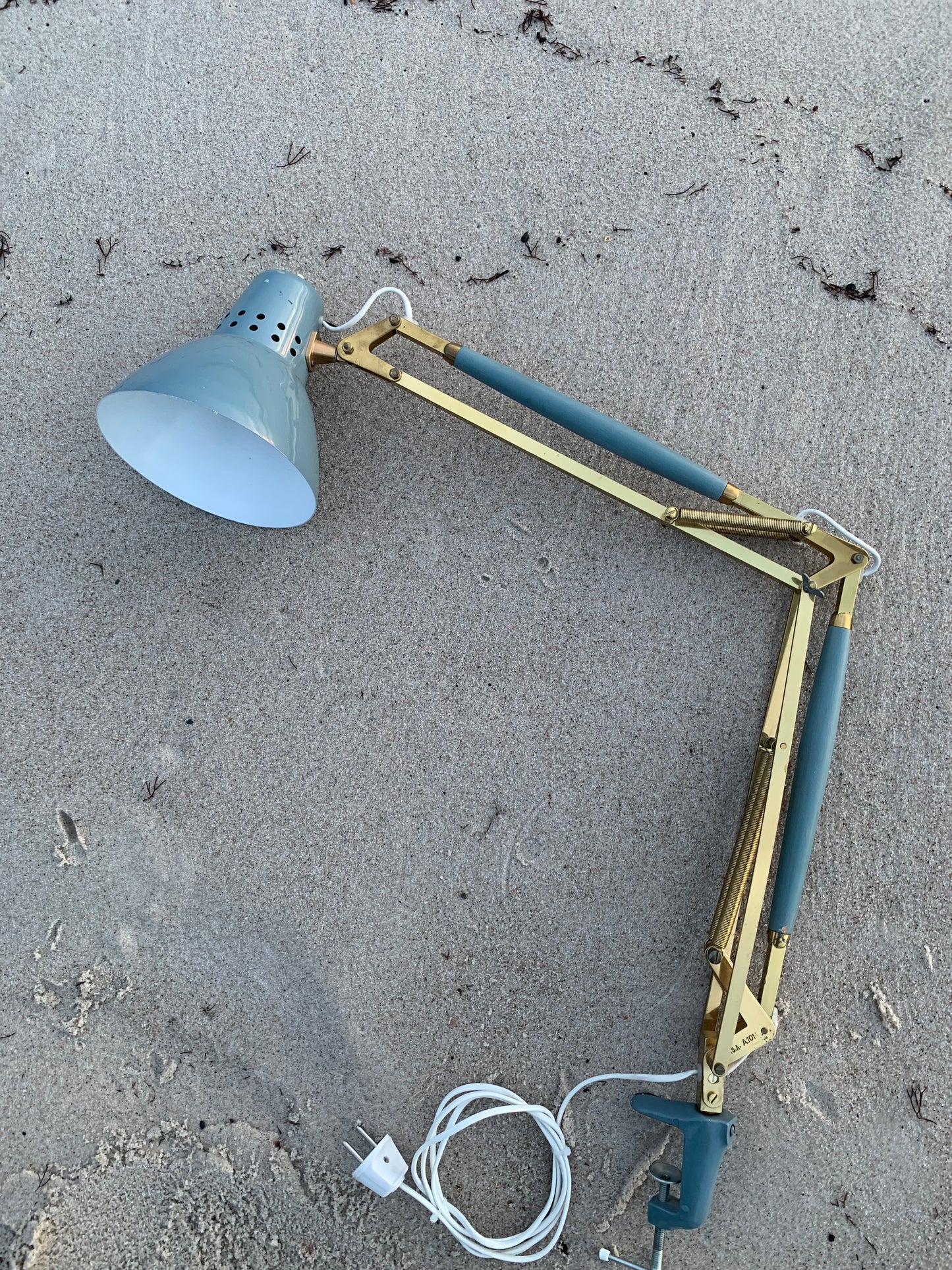 Arkitektonisk lampa med mässingsdetaljer - Grå/blå