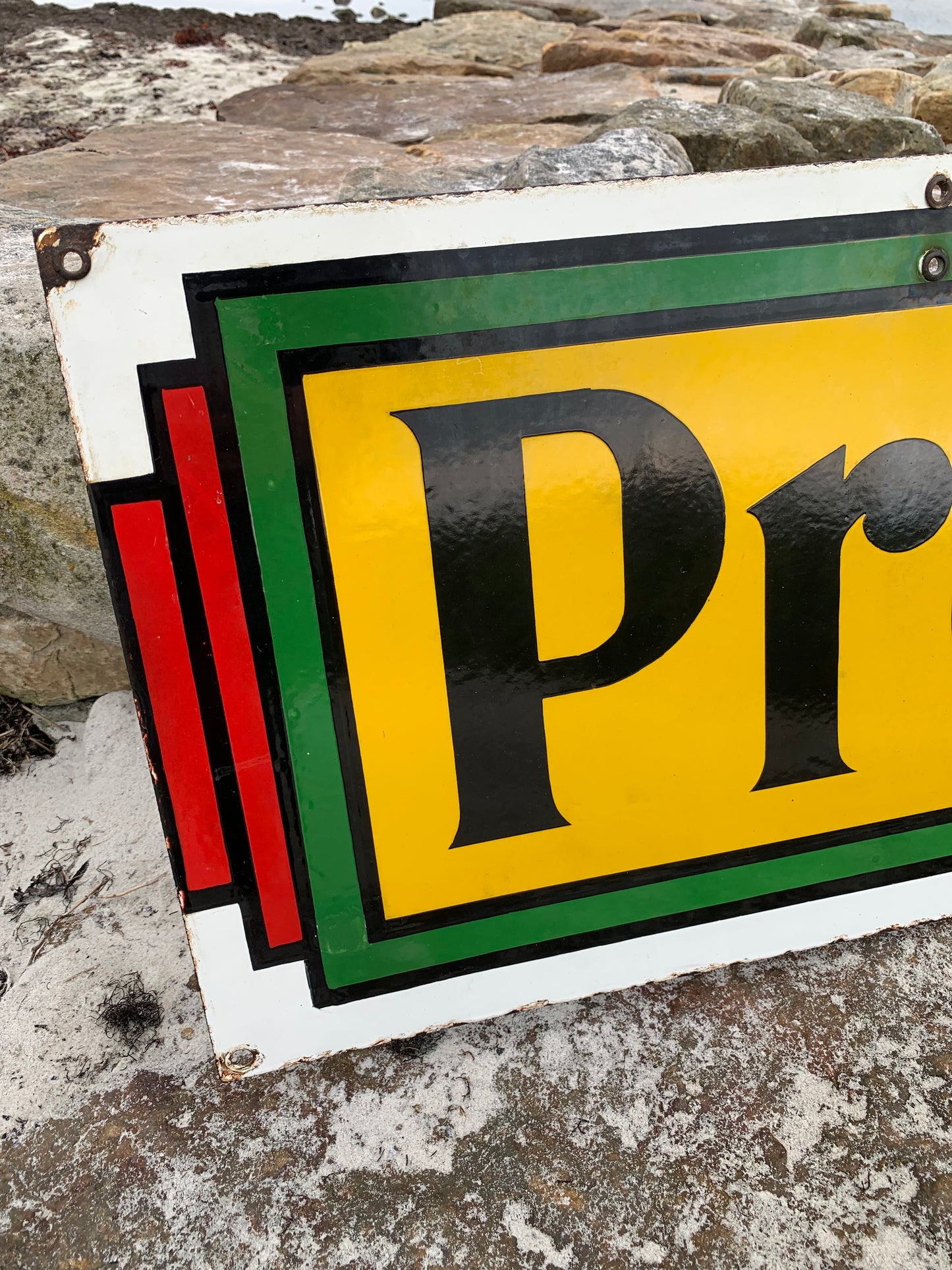 Stor dubbelsidig Premier Ice emaljskylt