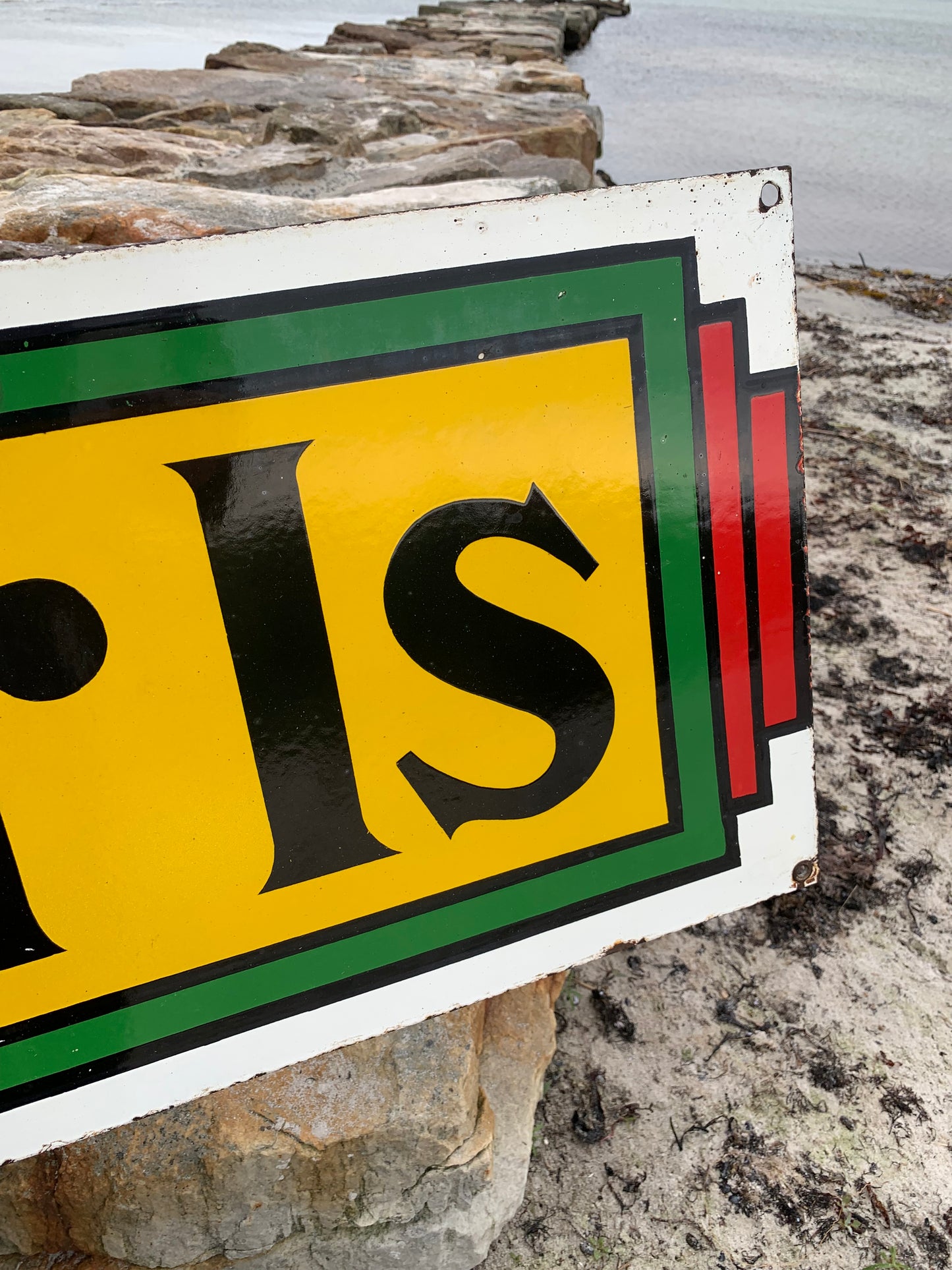 Stor dubbelsidig Premier Ice emaljskylt