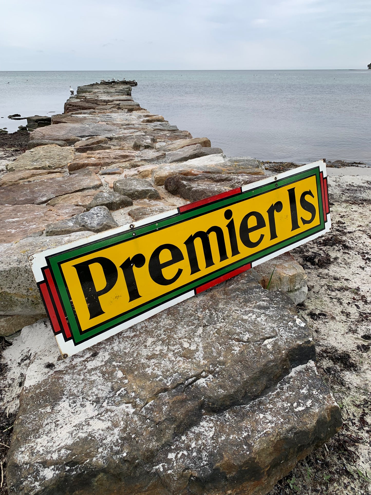 Stor dubbelsidig Premier Ice emaljskylt