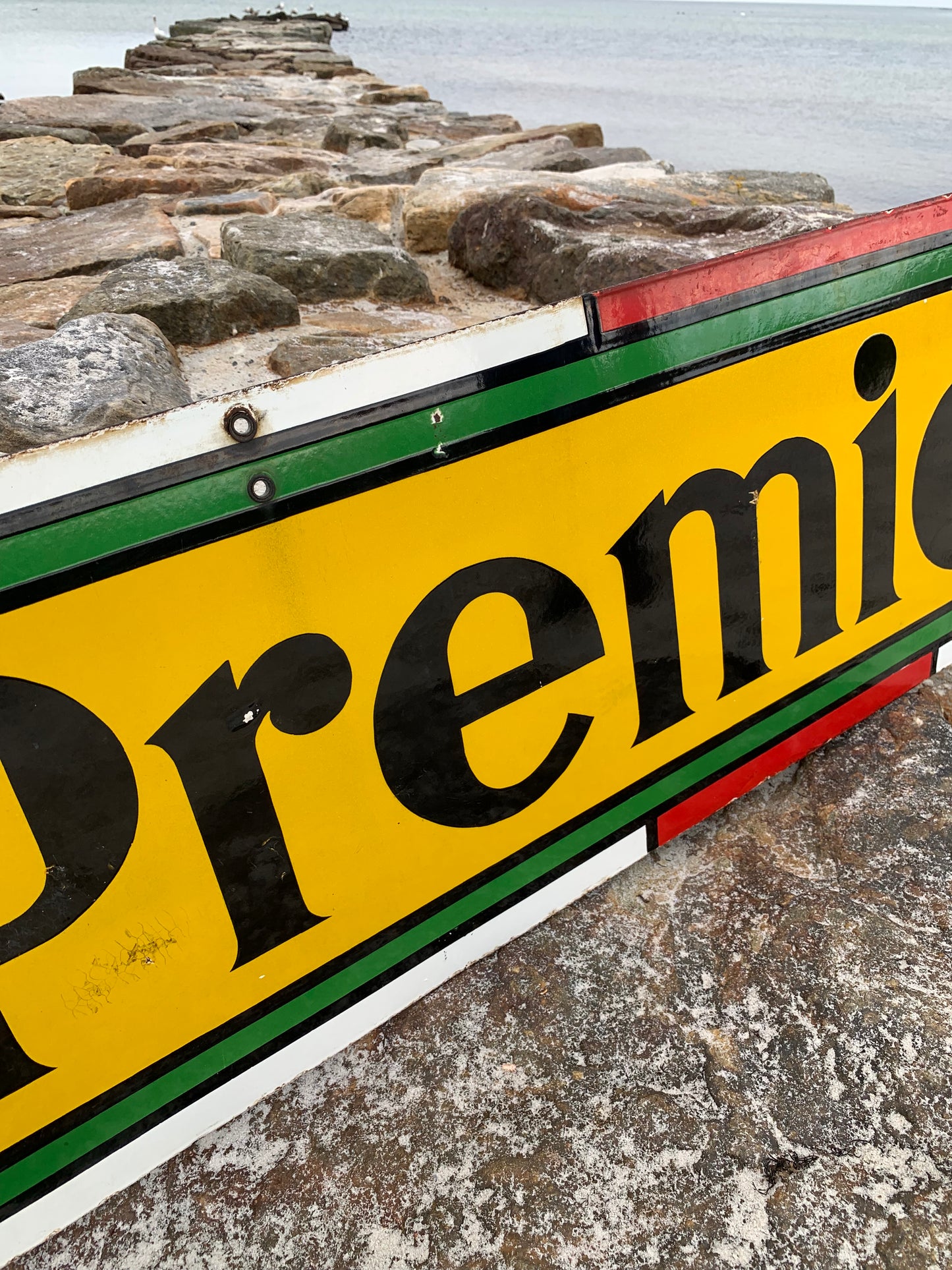 Stor dubbelsidig Premier Ice emaljskylt