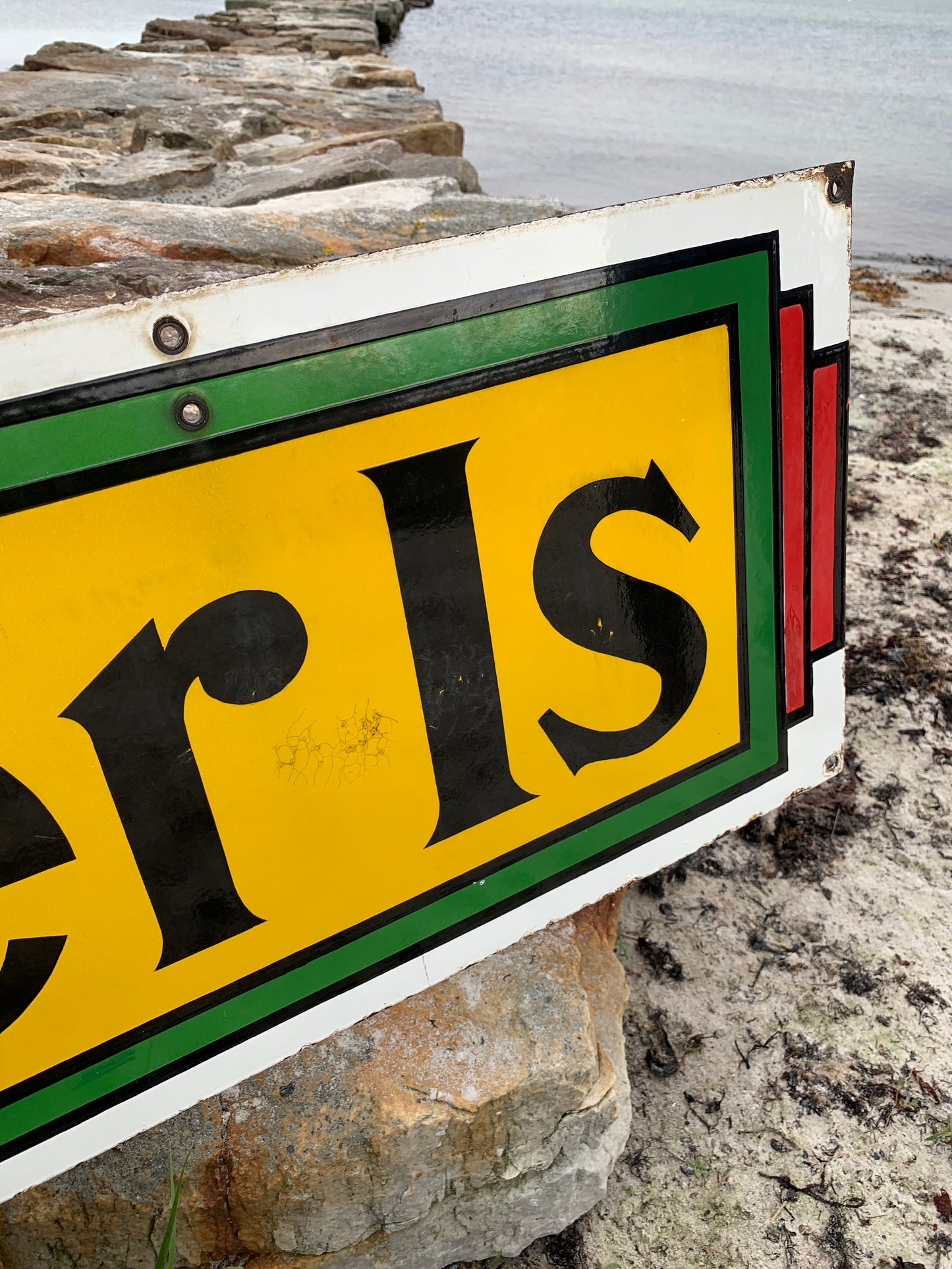Stor dubbelsidig Premier Ice emaljskylt