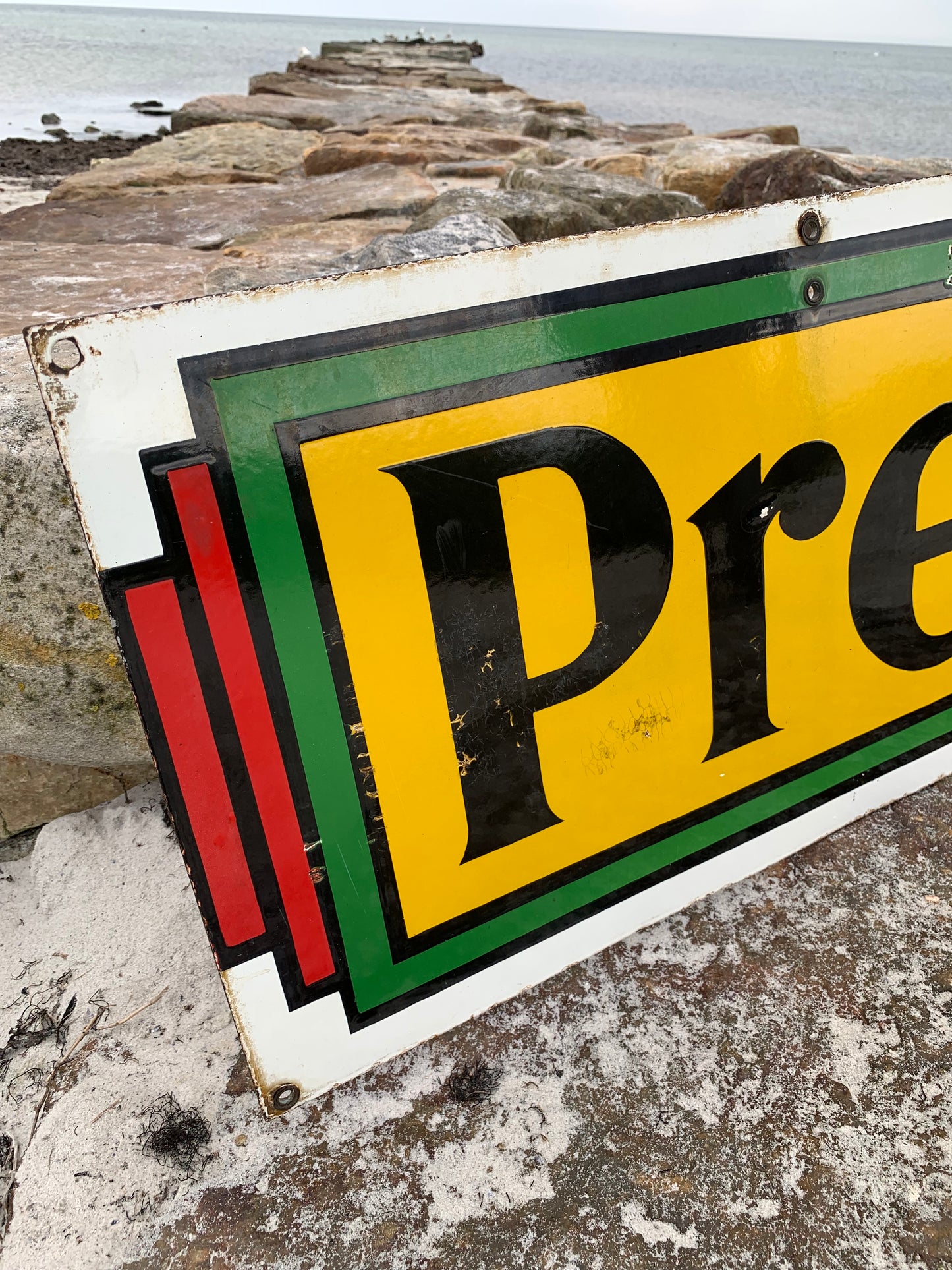 Stor dubbelsidig Premier Ice emaljskylt