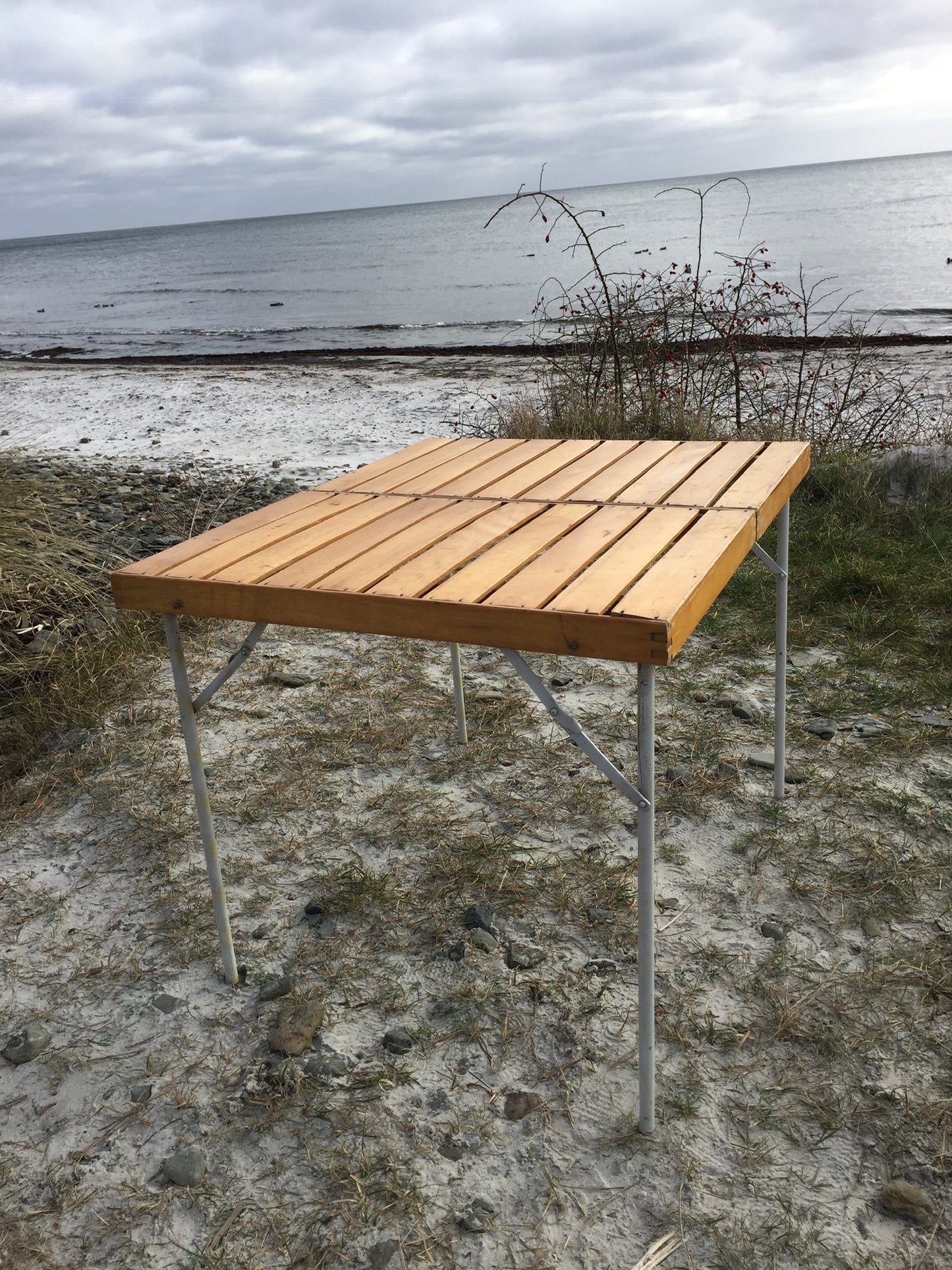 Snyggt fällbord i trä och metall