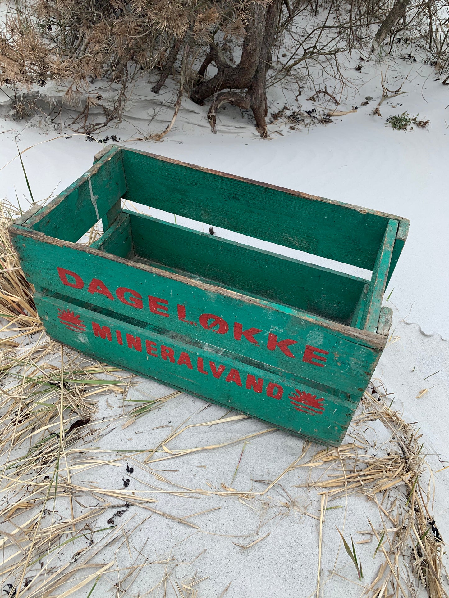 Dag lycka mineralvatten låda