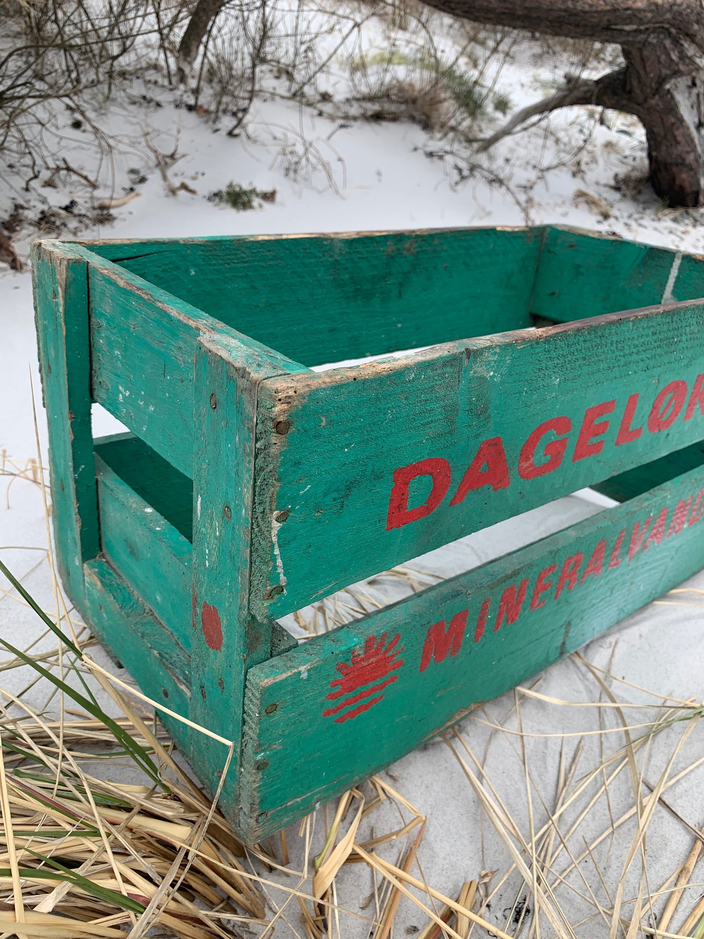 Dag lycka mineralvatten låda
