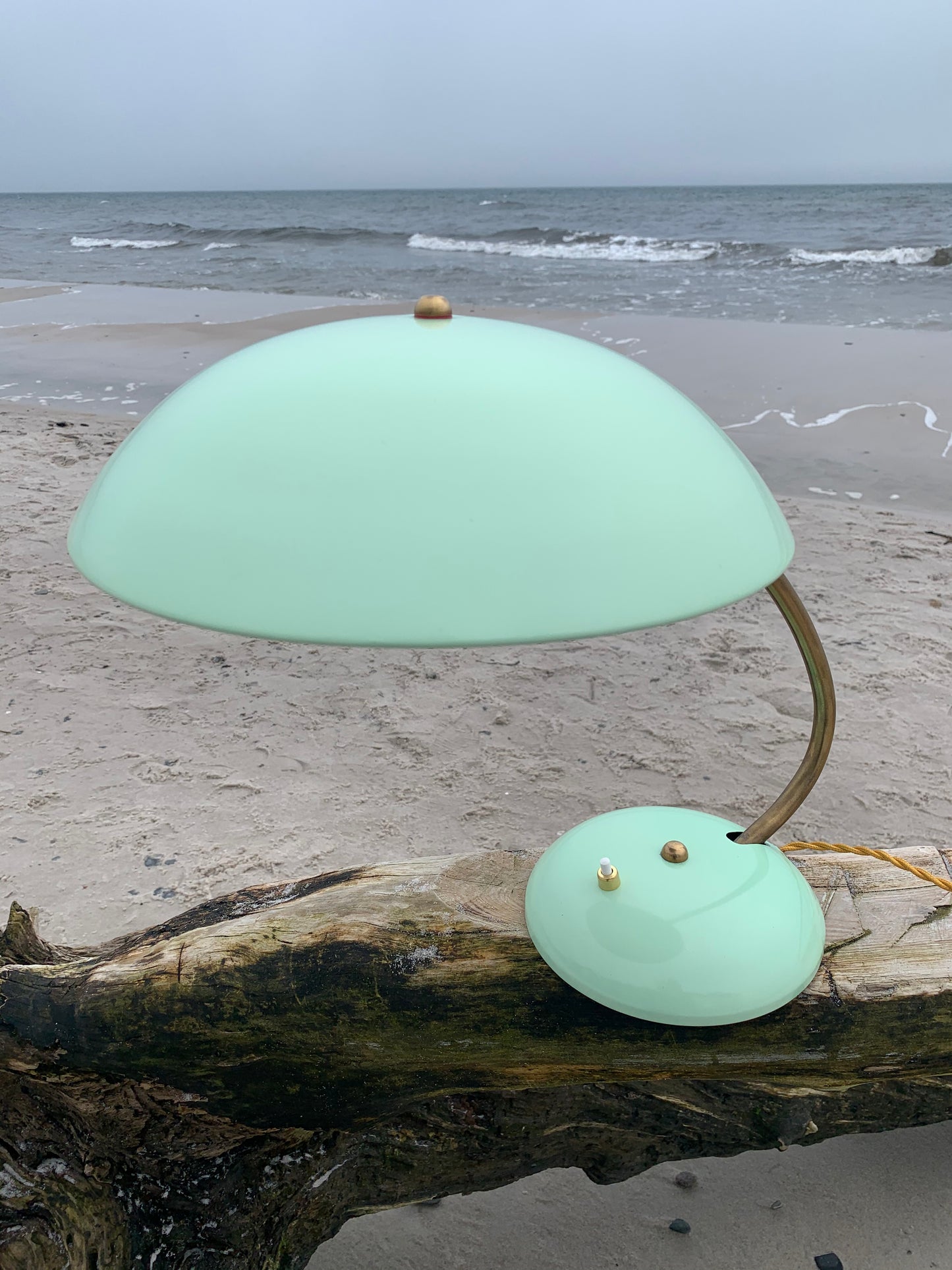 Vintage lampa - Mintgrön med mässing