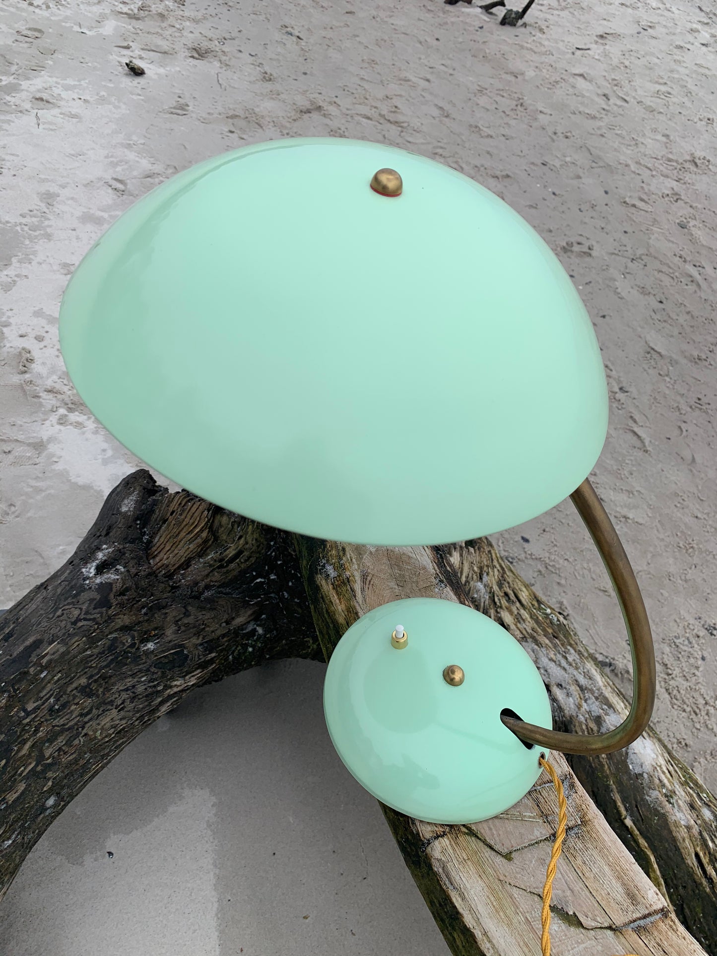 Vintage lampa - Mintgrön med mässing