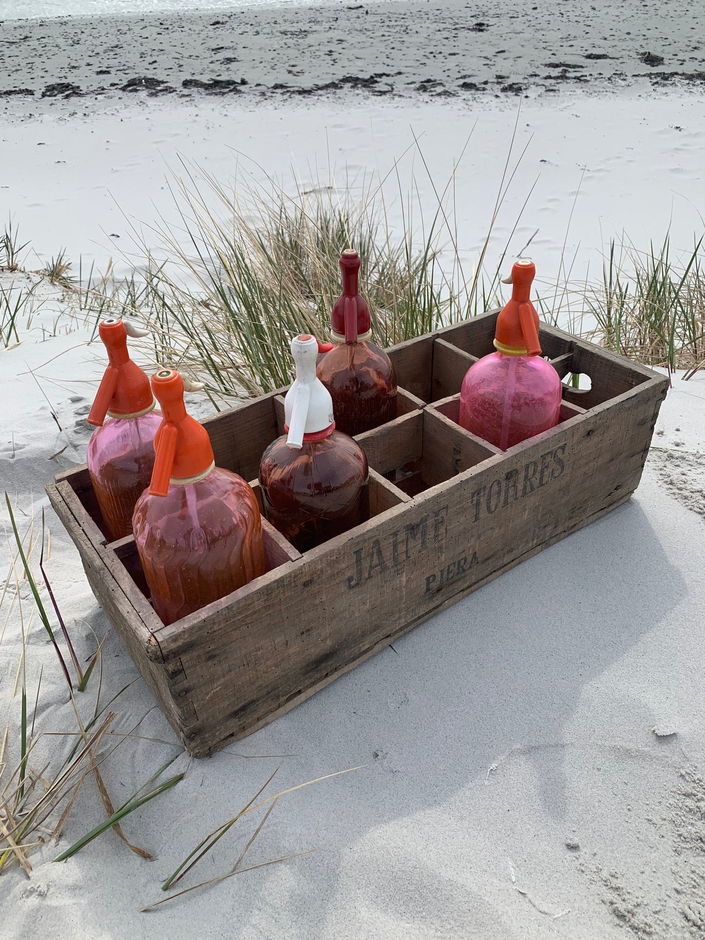 Original trälåda från Spanien för 10 sifonflaskor