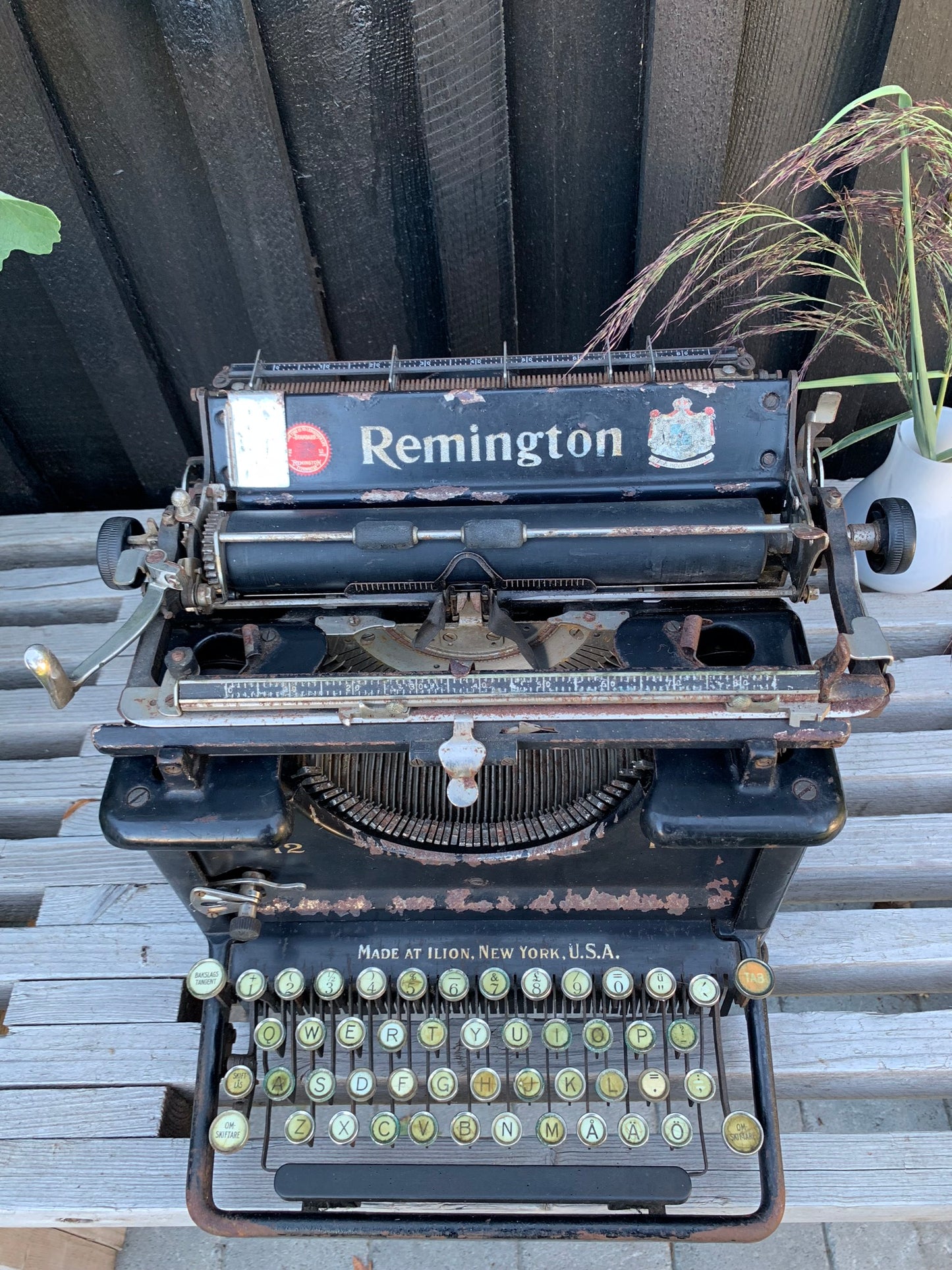 Remington skrivmaskin med vacker patina