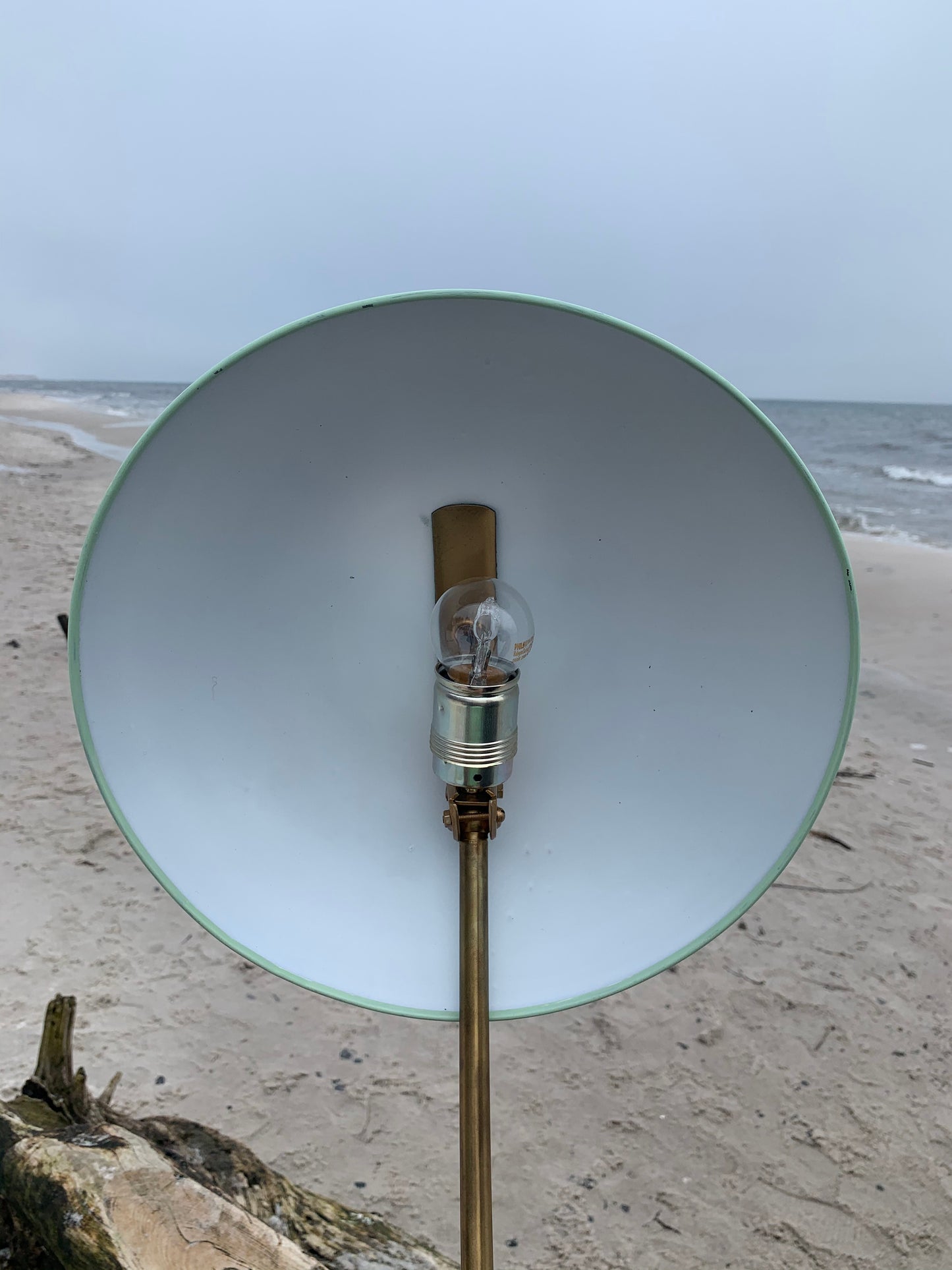 Vintage lampa - Mintgrön med mässing