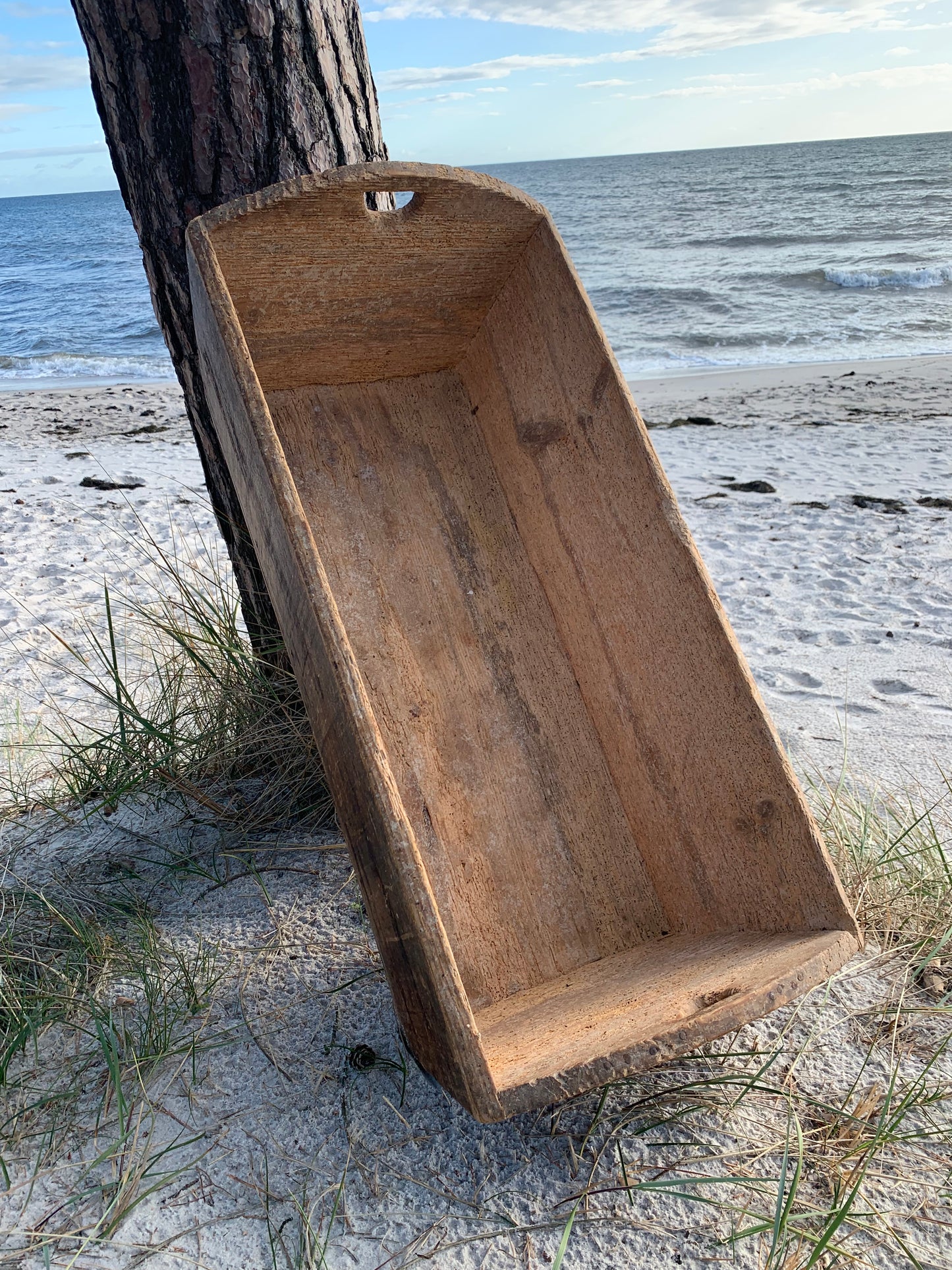 Stor trälåda med handtag