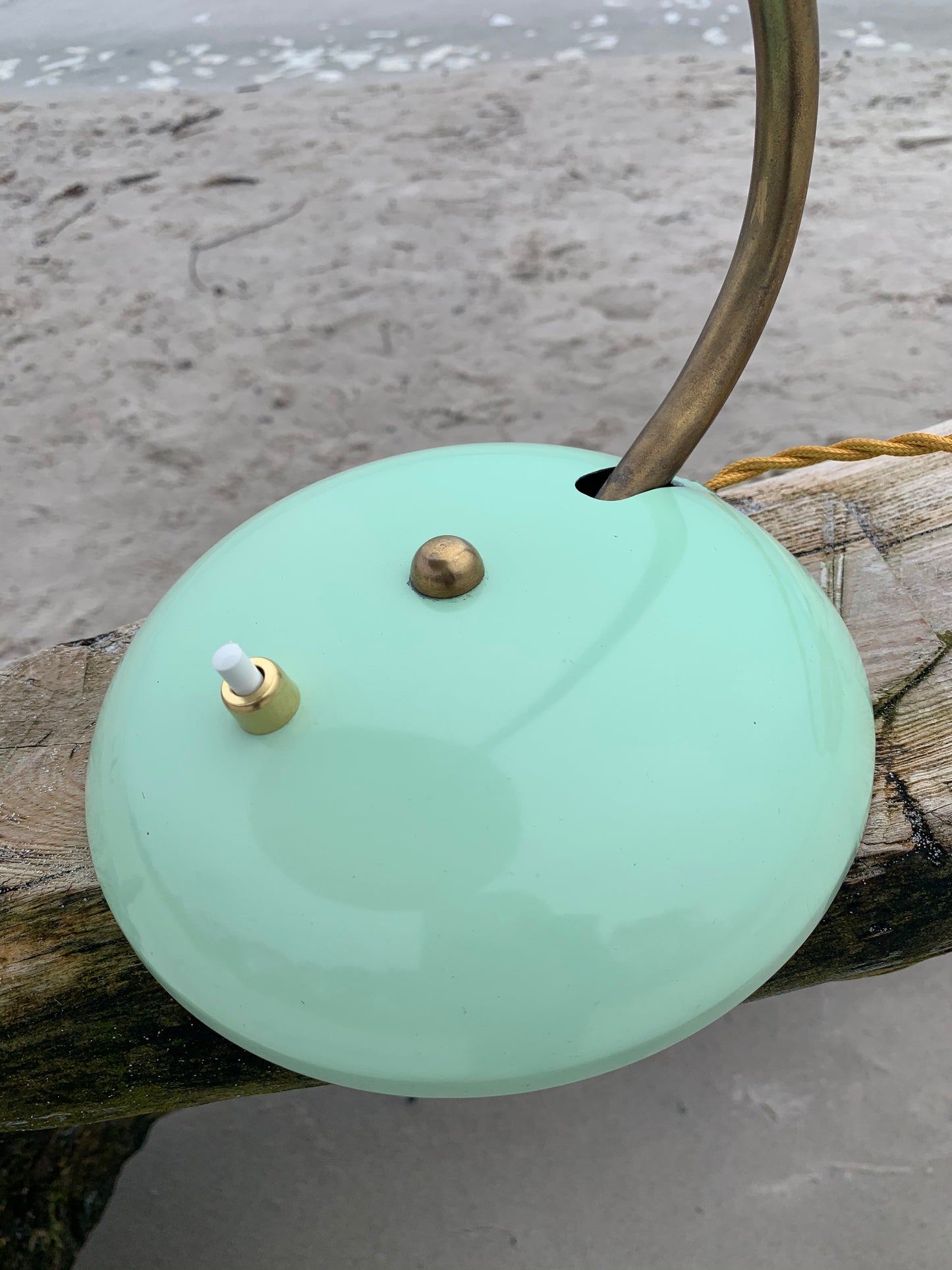 Vintage lampa - Mintgrön med mässing