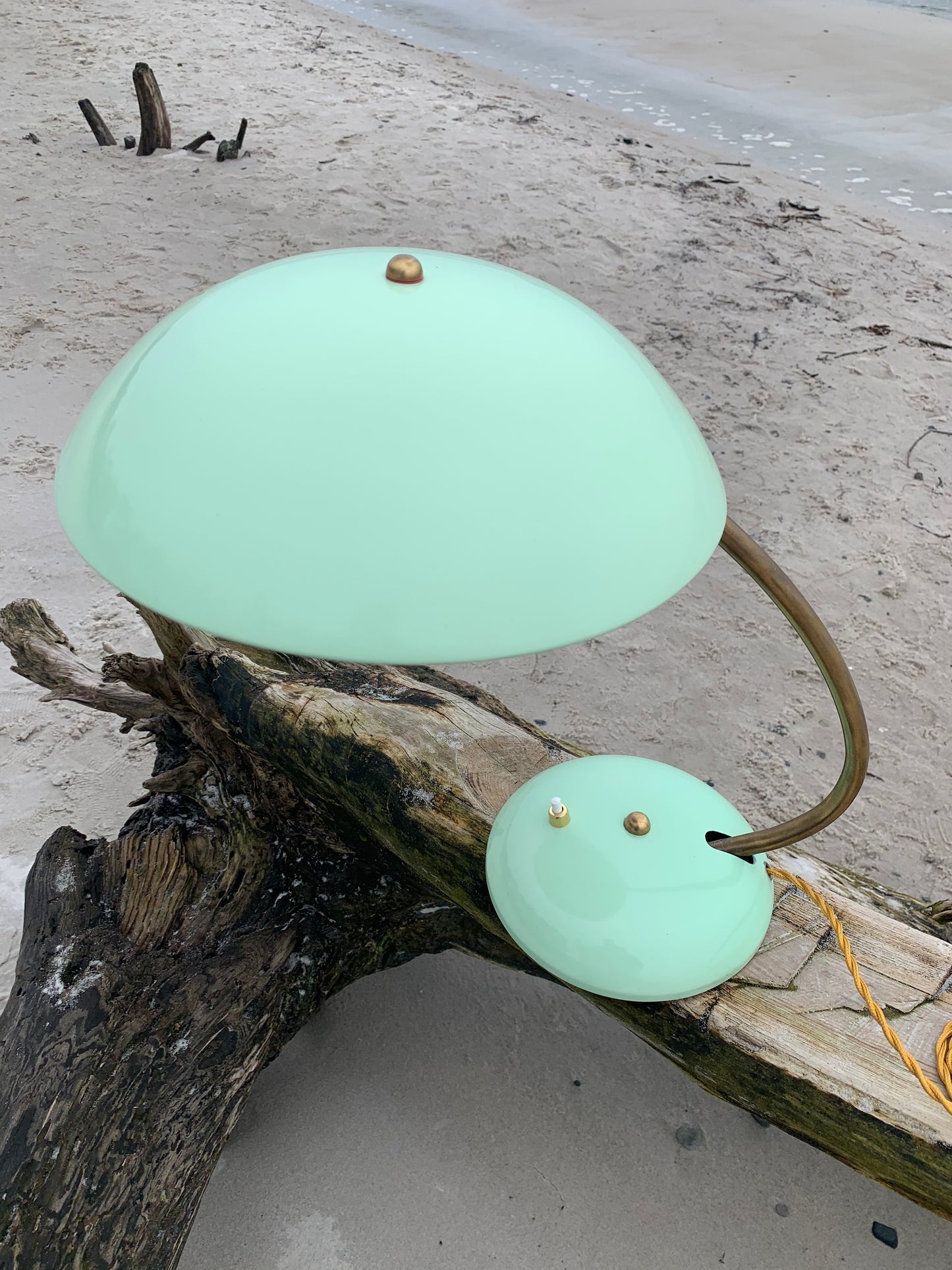 Vintage lampa - Mintgrön med mässing
