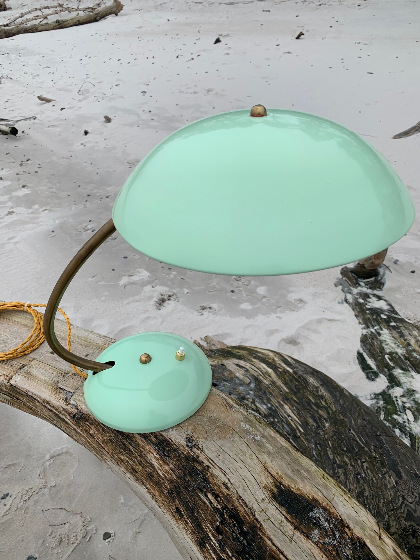 Vintage lampa - Mintgrön med mässing