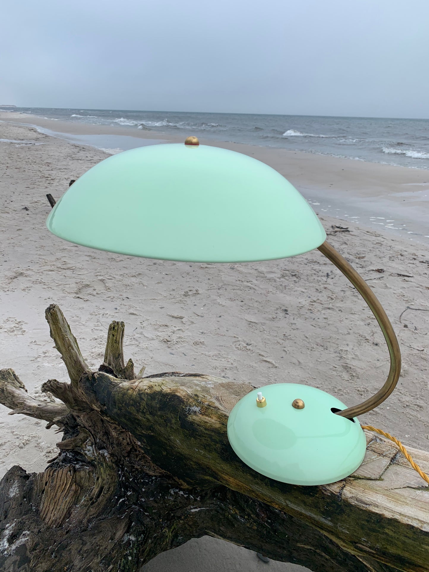 Vintage lampa - Mintgrön med mässing