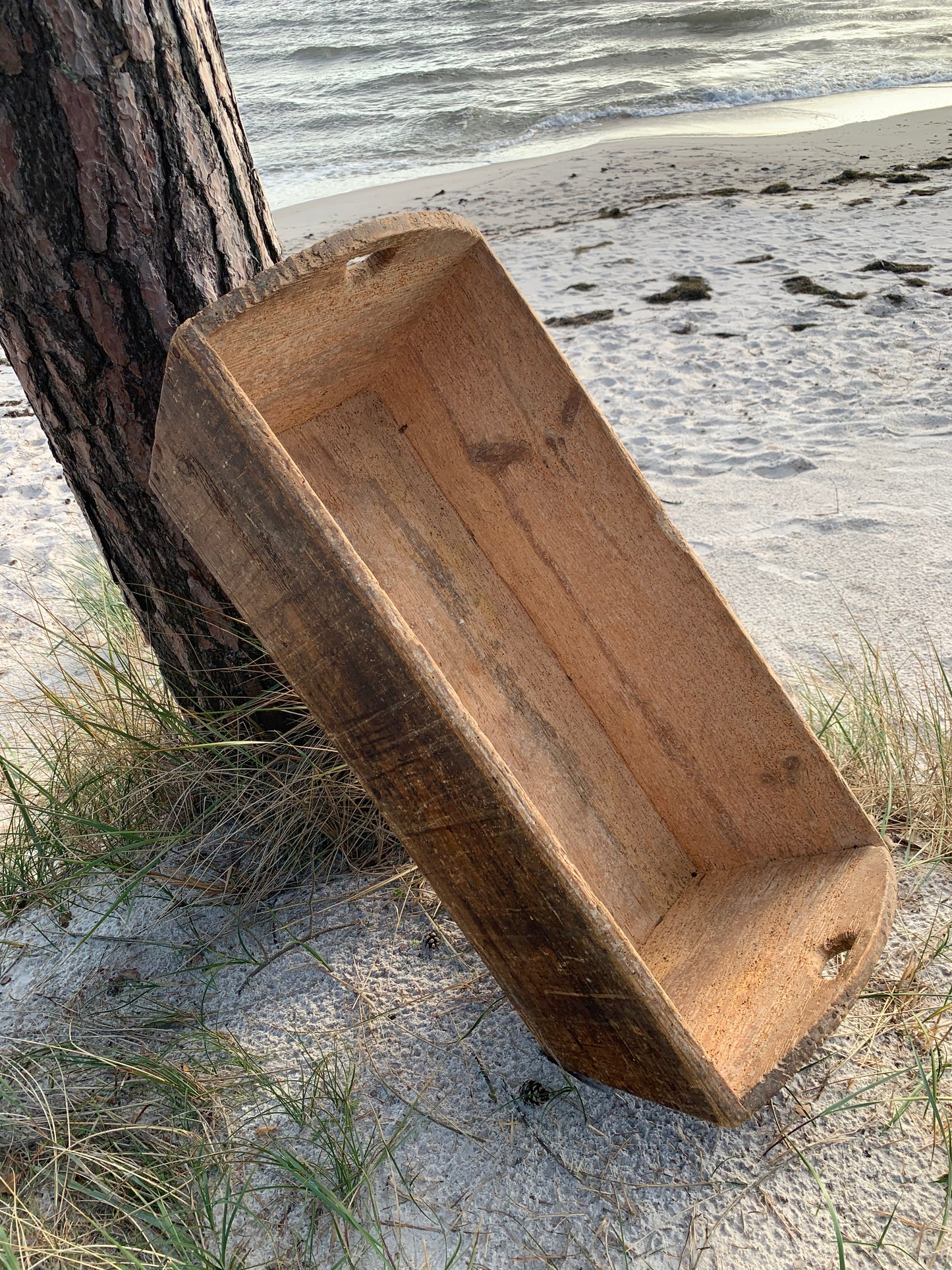 Stor trälåda med handtag