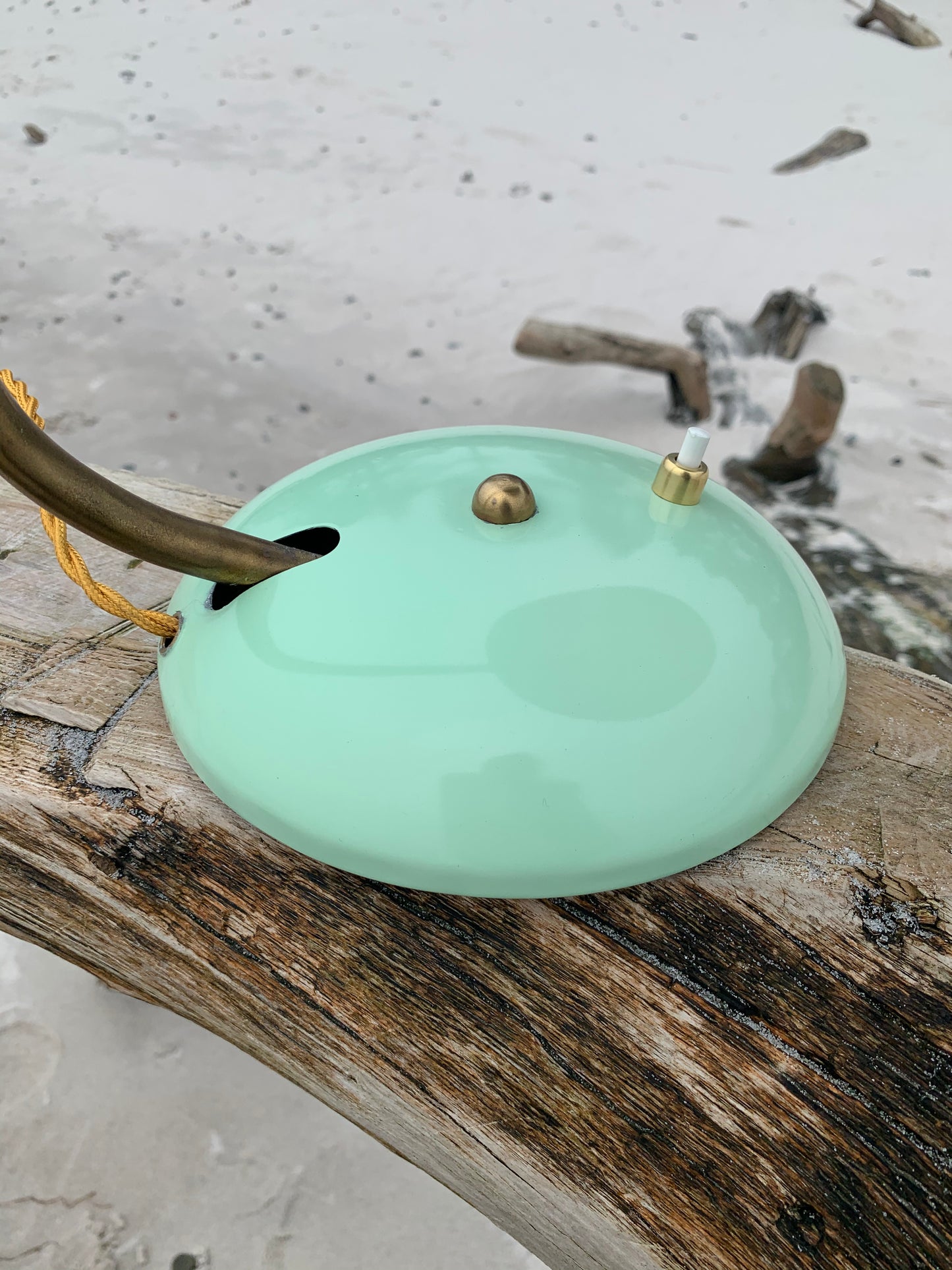 Vintage lampa - Mintgrön med mässing