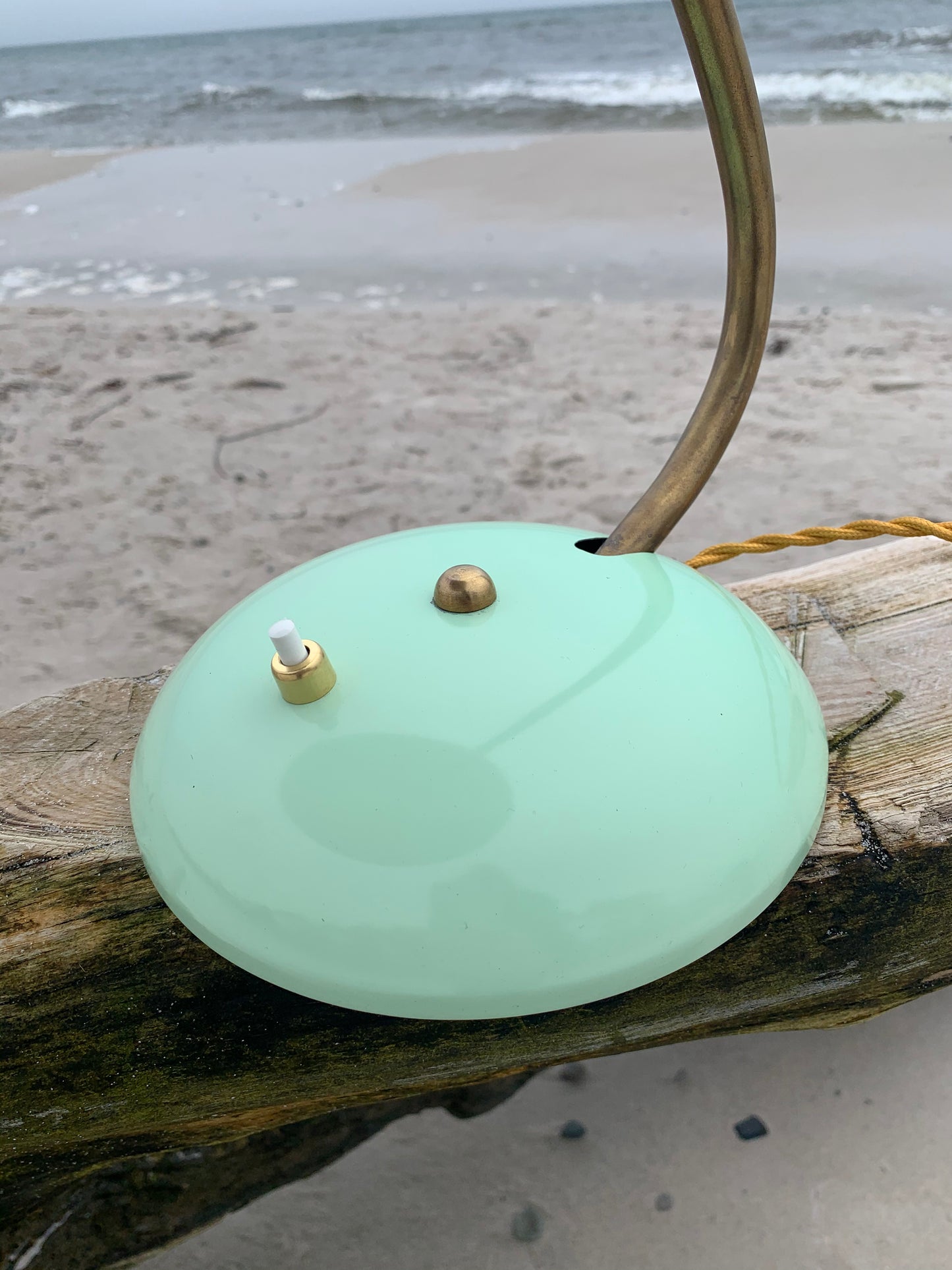 Vintage lampa - Mintgrön med mässing