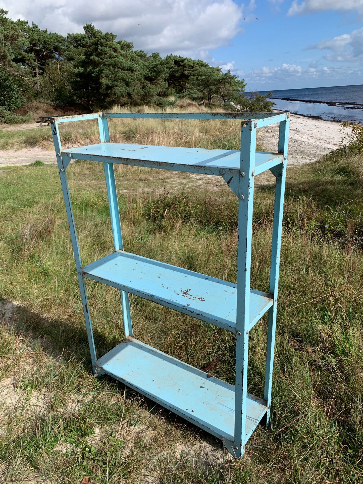 Rå och vacker metallhylla