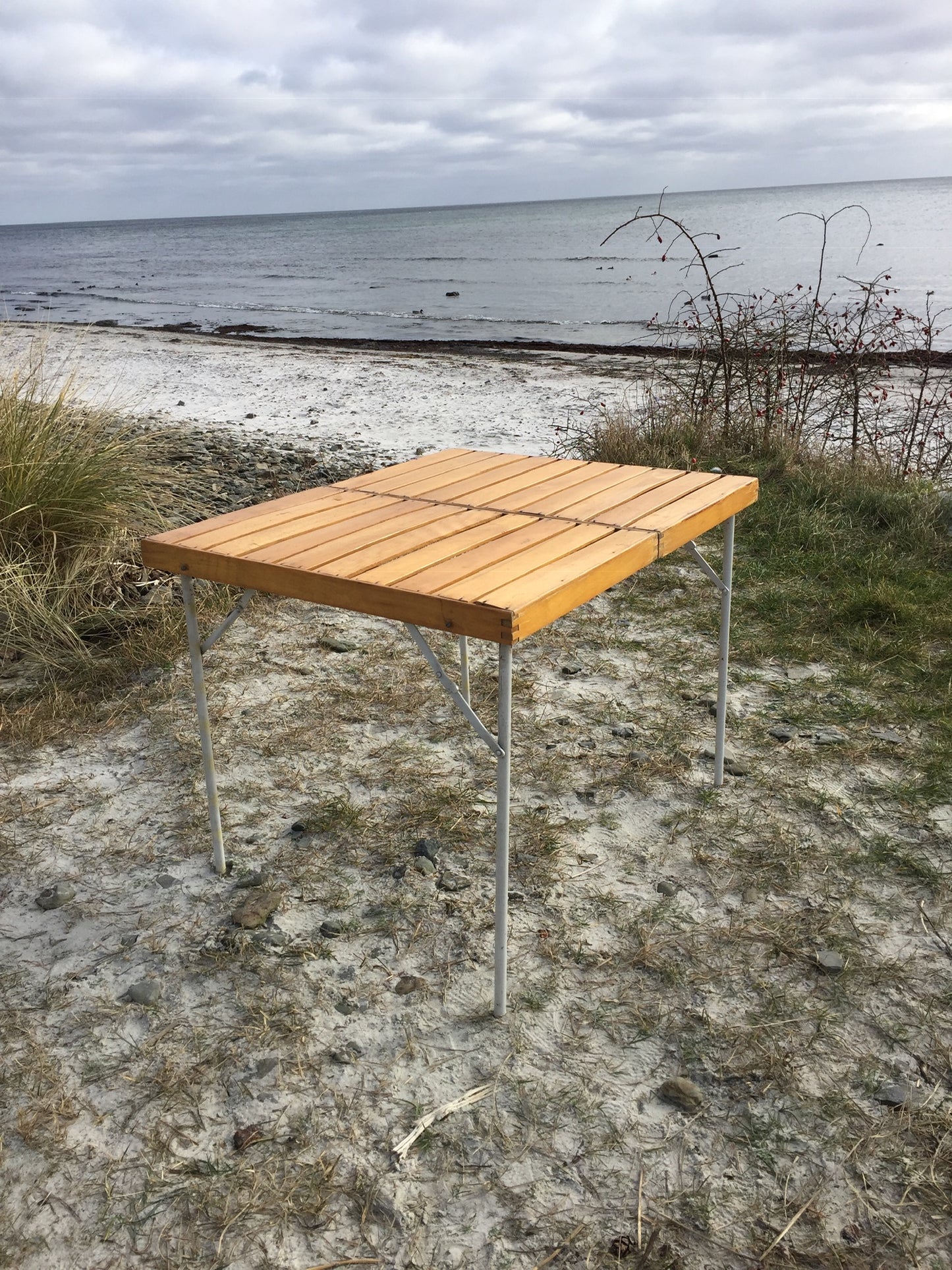 Snyggt fällbord i trä och metall