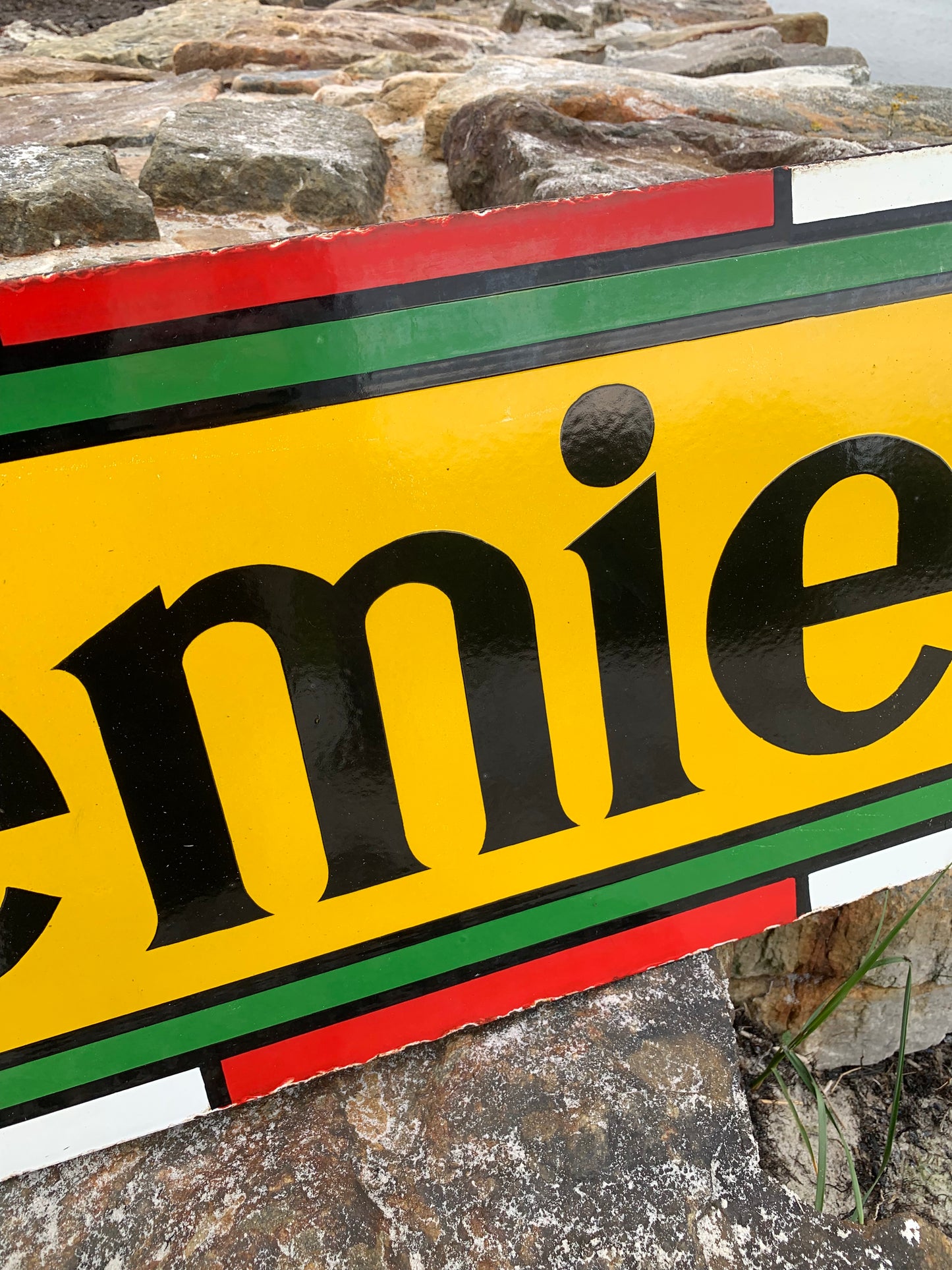 Stor dubbelsidig Premier Ice emaljskylt