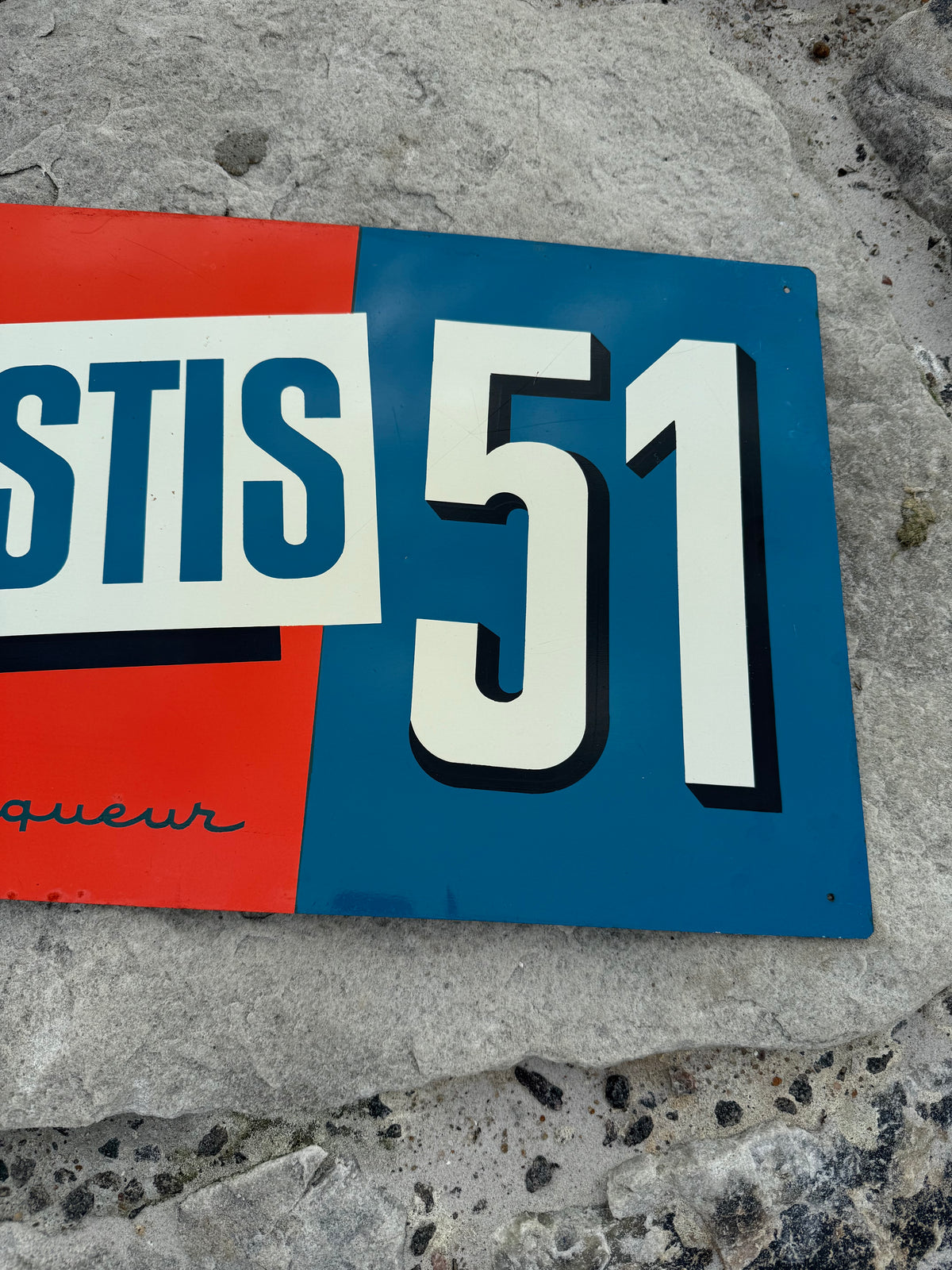 Pastis 51 reklamskylt i litografiskt stål från 1957