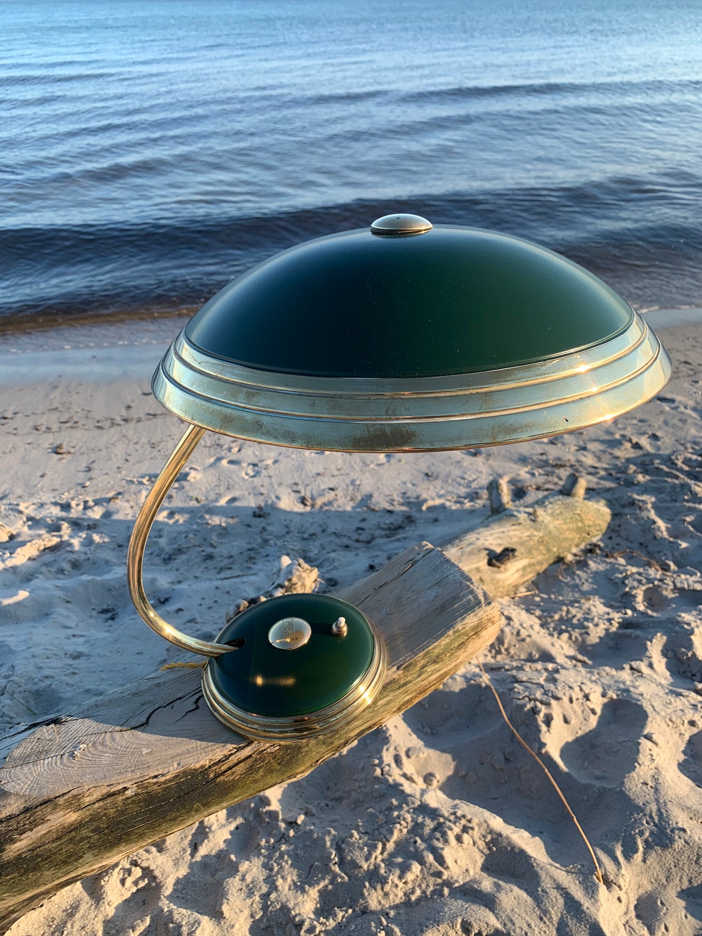 Helo vintage lampa - Grön/mässing